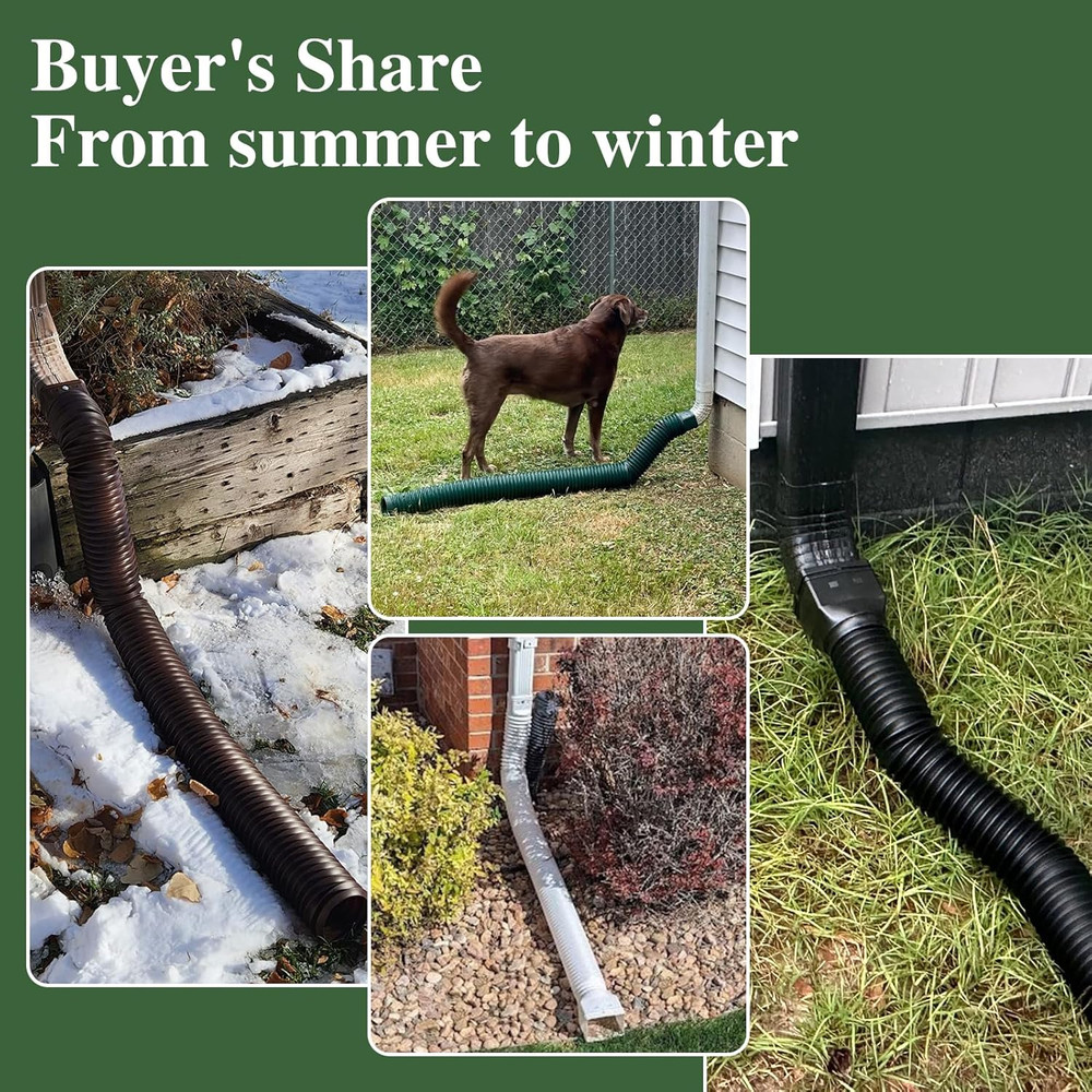 2 Pack Flexible Gutter Downspout Extensions Extendable from 21" to 67", Downs...