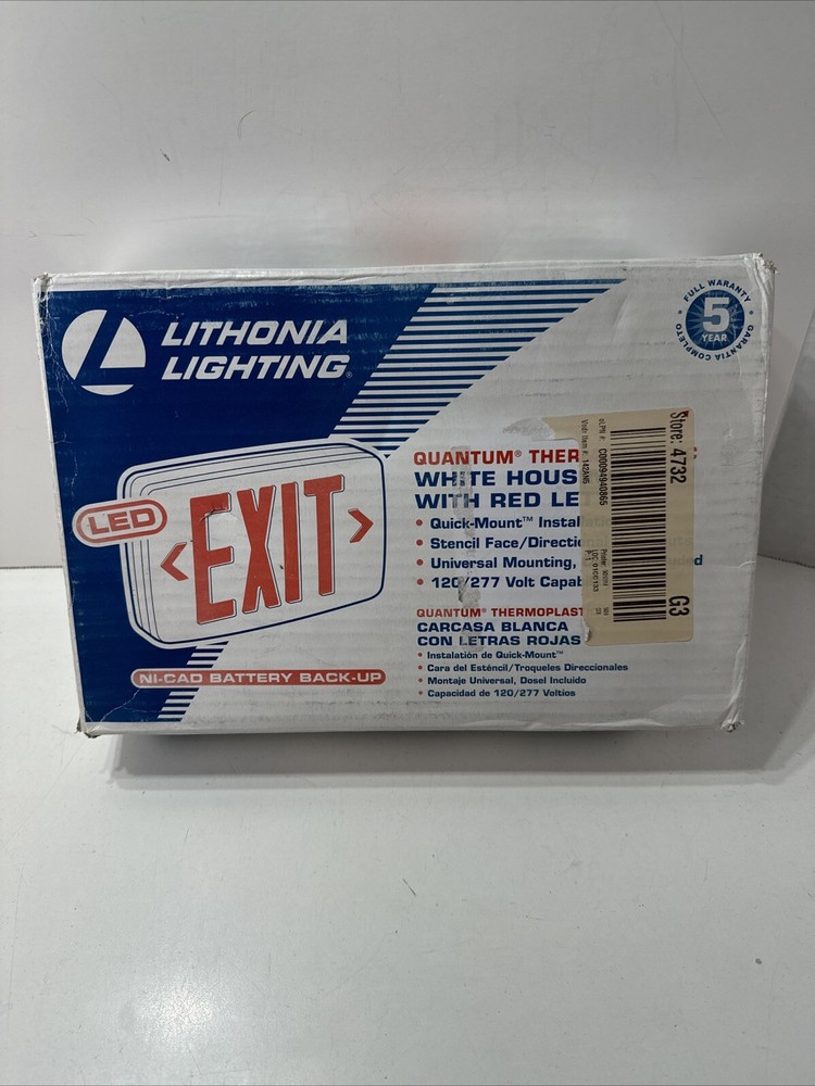 Lithonia Lighting Quantum Thermoplastic LED Emergency Exit Sign Red Letters READ