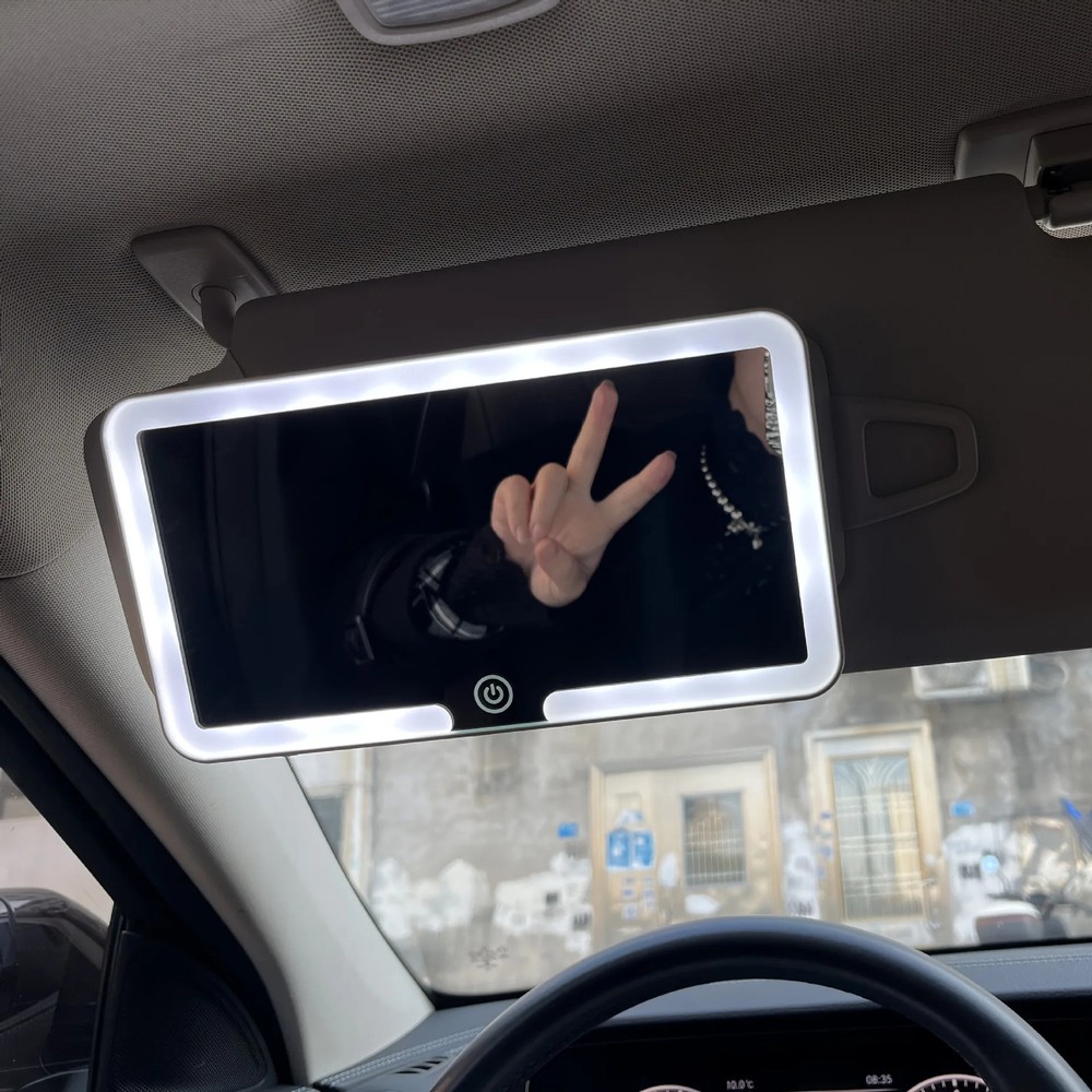 Car Sun Visor LED Makeup Mirror Rechargeable HD Vanity Mirror with Fill Light