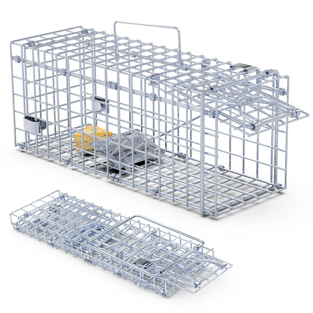 2pc Cage Galvanized Iron Mouse Control Bait Catch w/ L Shaped Rod For Kitchen