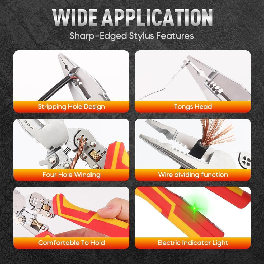 Wire Strippers with Electricity Measurement Function 8in1 Wire Stripping Pliers