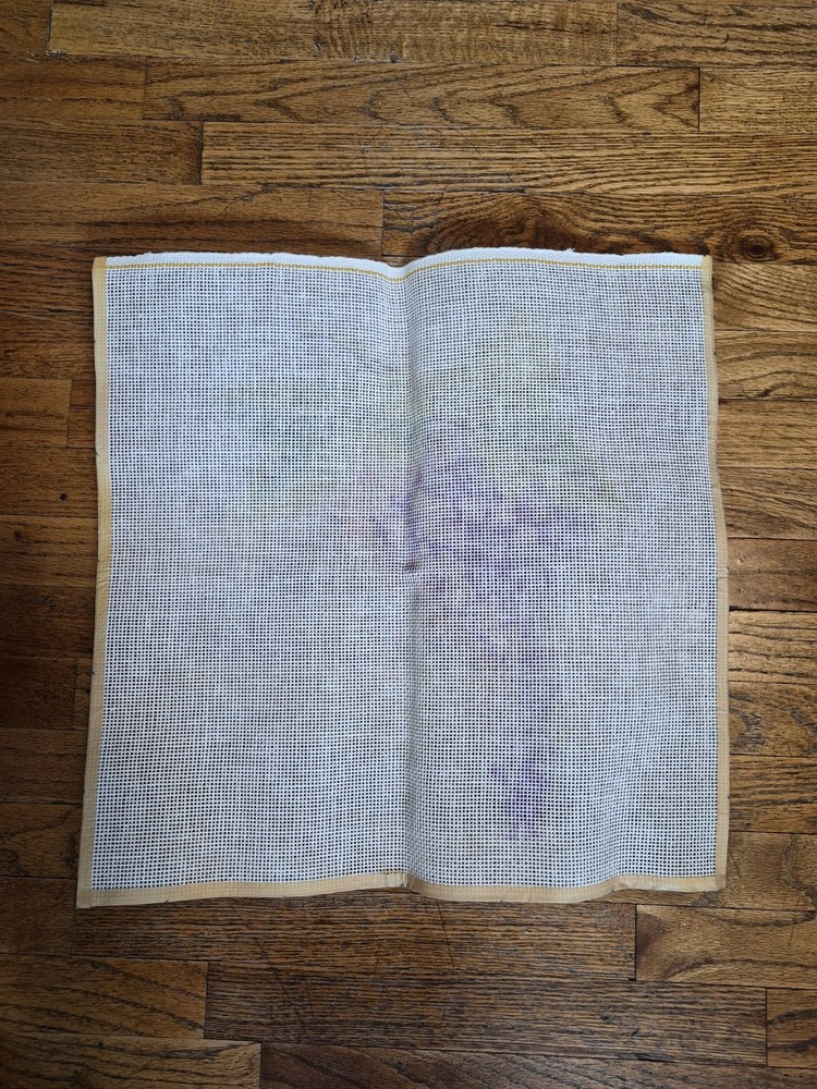 Vintage Tapestry Needlepoint Lilac Pattern On Aida Mesh