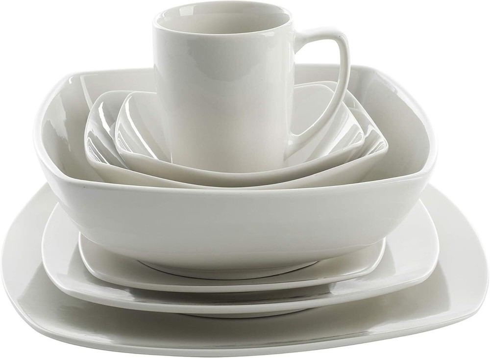 39 Piece Dinnerware Set Dinner Service Kitchen Dining Serveware Porcelain White