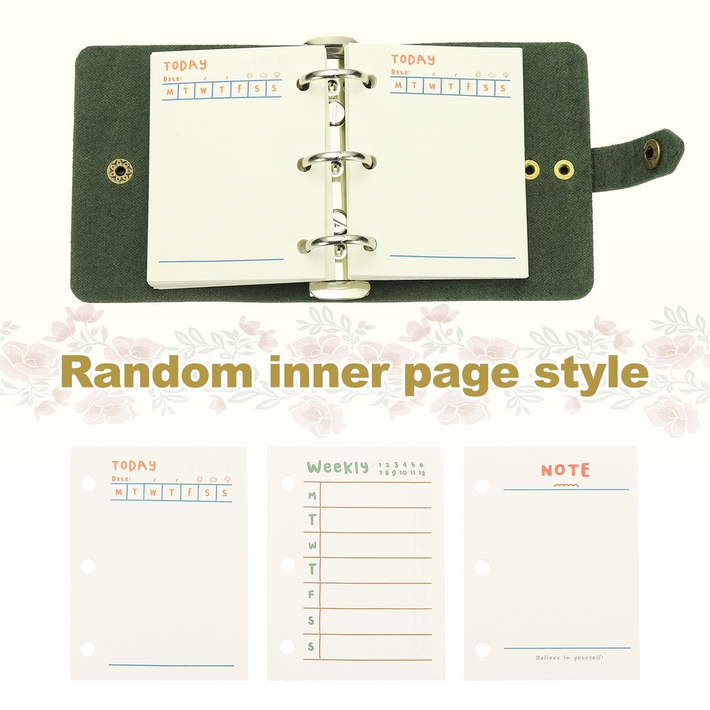A9 Leather Journal, 3 Ring Notebook Binder Planner Loose Leaf, Green