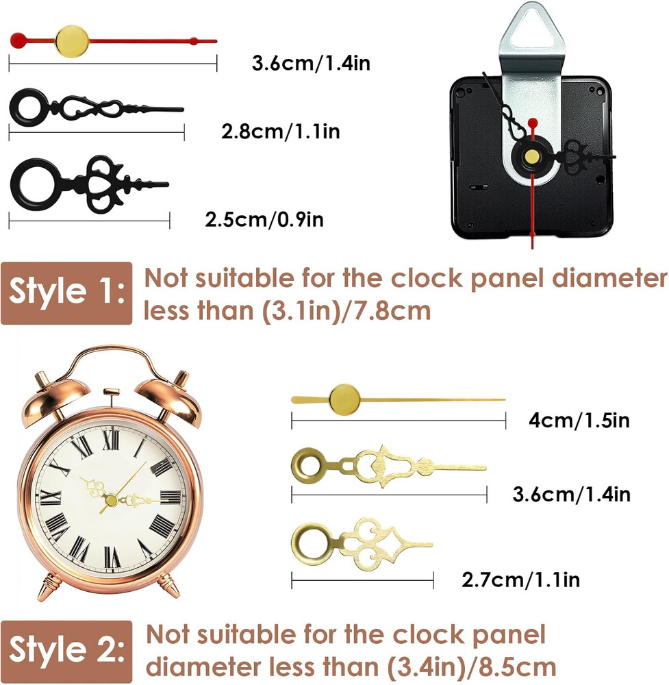 3PCS Clock Mechanism Replacement Kit Quartz Clock Movement with 8 Clock Hands