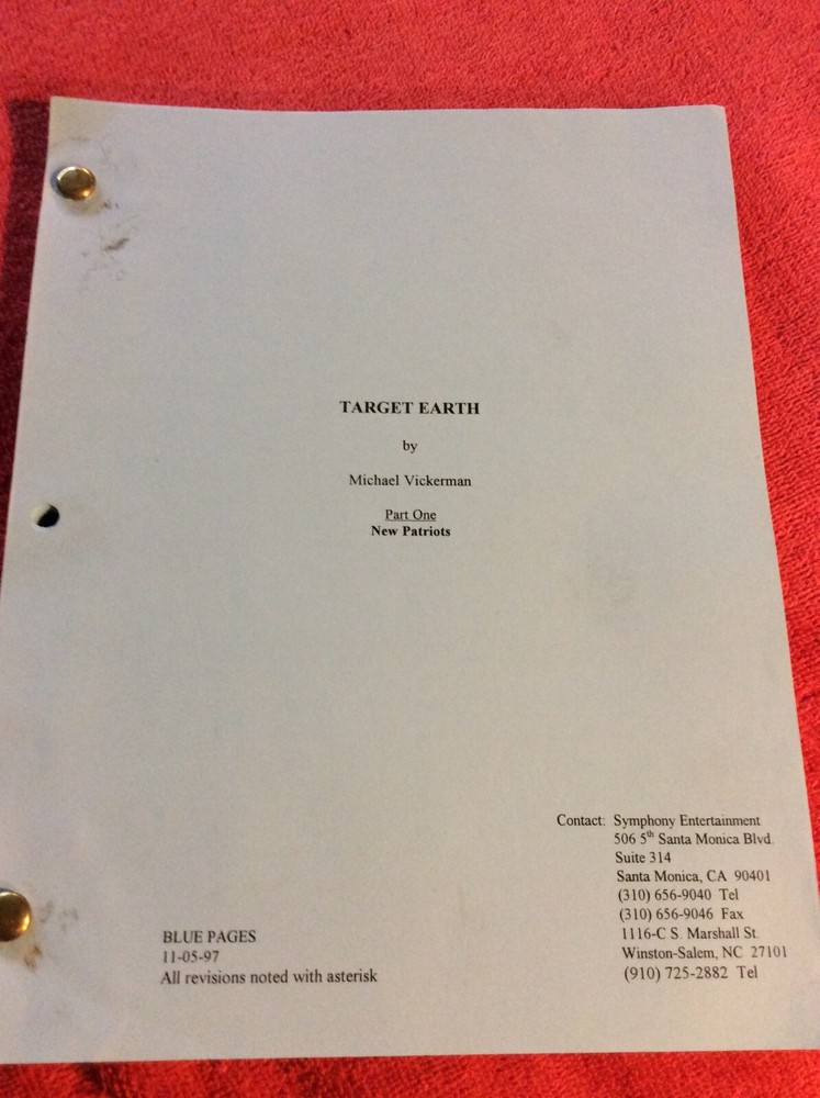 ORIGINAL SCRIPT TARGET EARTH PART ONE DABNEY COLEMAN MARCIA CROSS MELONI