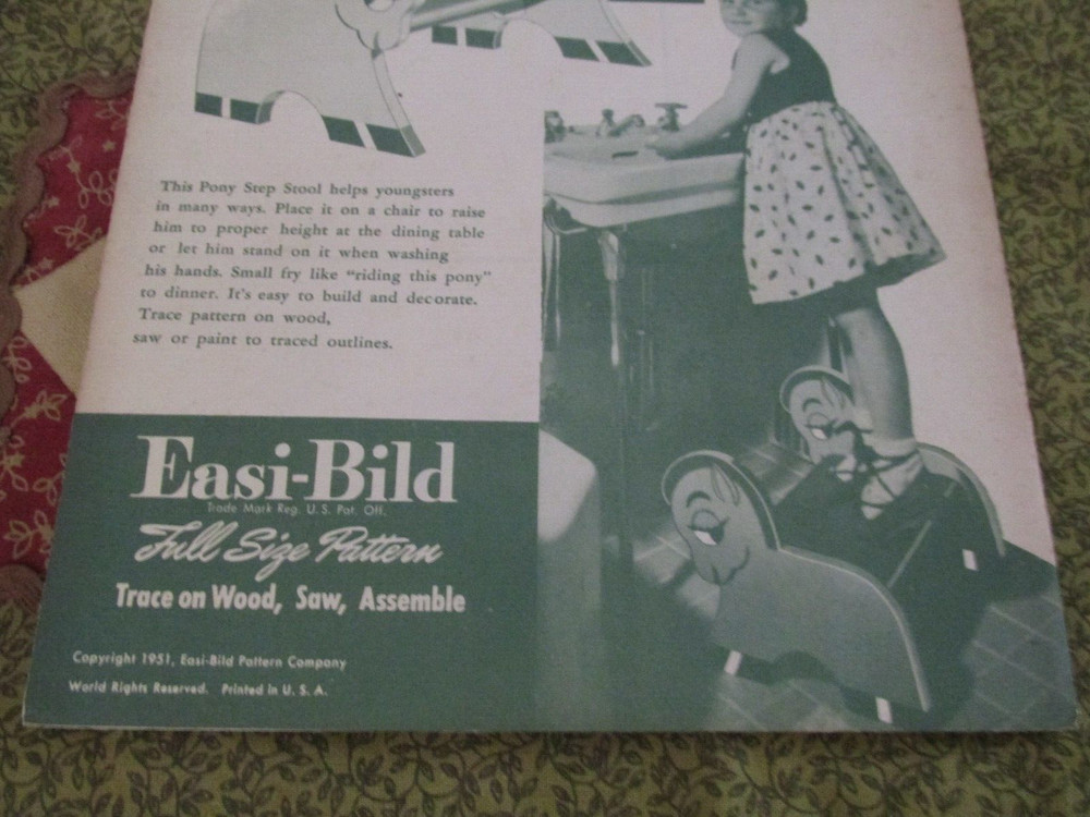 Easi-Bild Build It Yourself PATTERN COMPLETE NO. 353 Pony Step Stool
