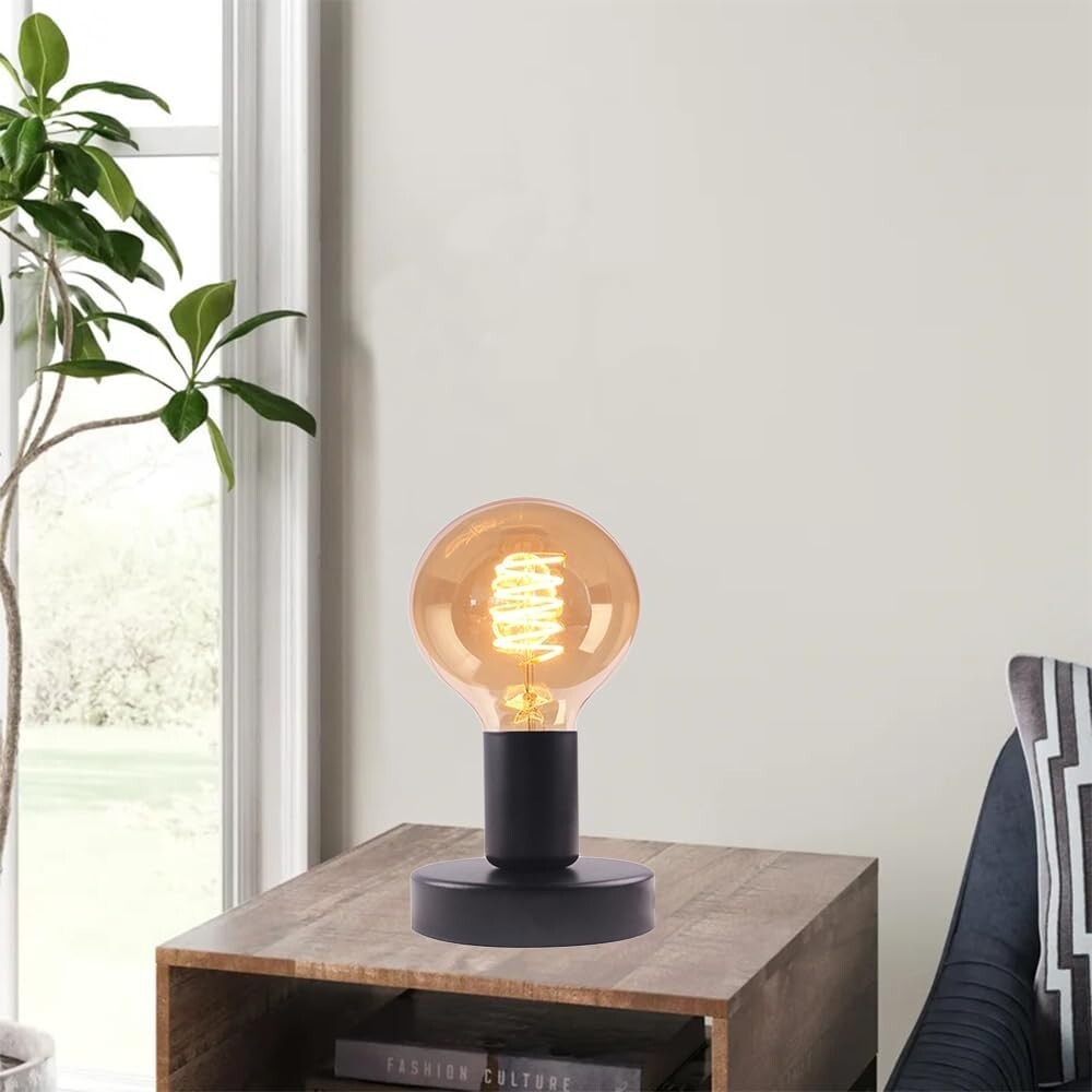 Industrial Table Lamp Base,Small Polished Metal Desktop Light Sockets Base Only