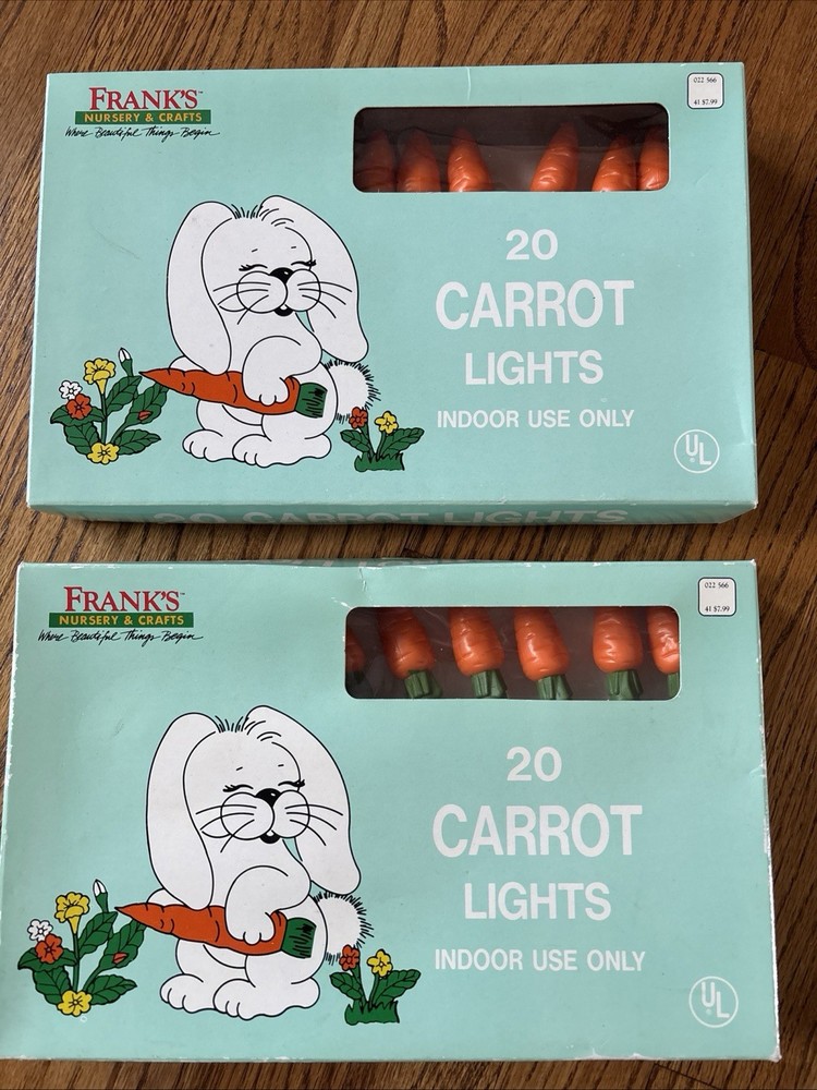 2 Sets Vintage Easter 20 Carrots Indoor  String Lights Tested & Working Frank’s