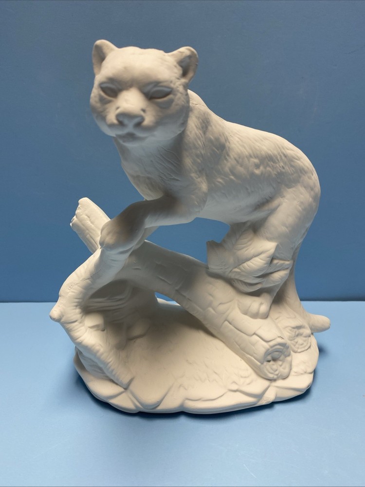 Ceramic Bisque Cougar On Tree Ready to Paint Your Ideas
