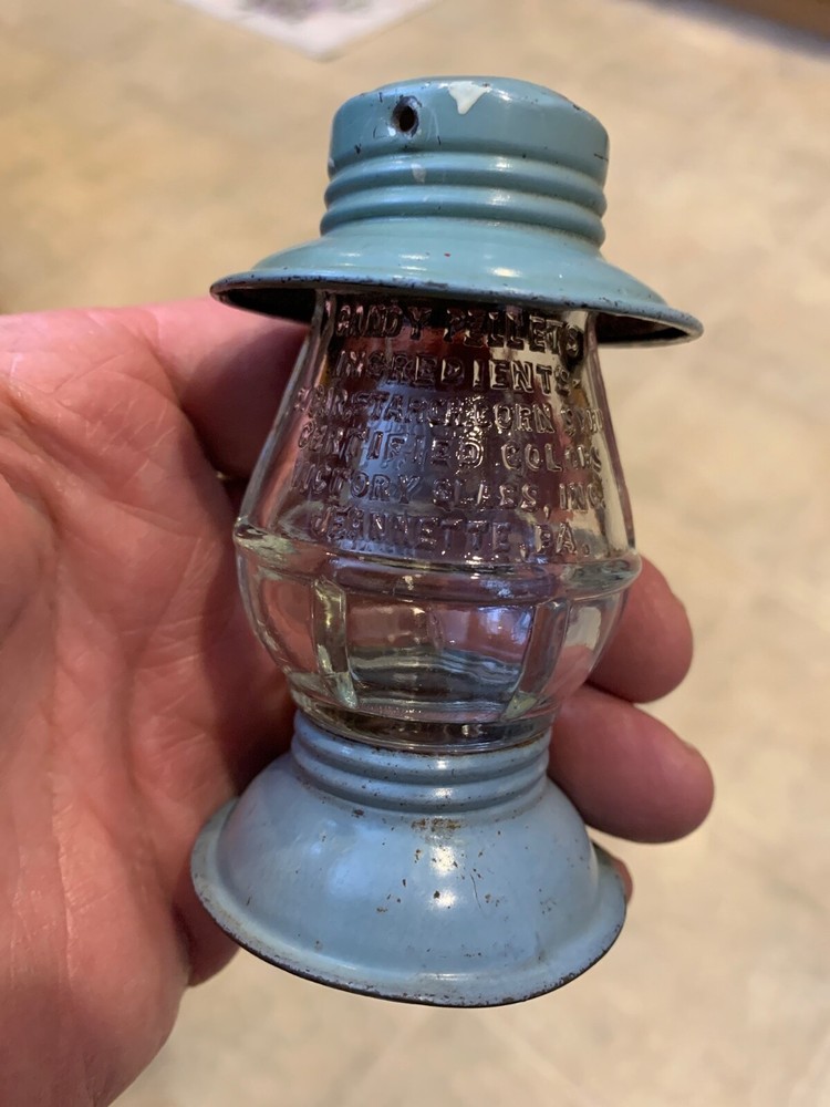 Vintage Victory Glass Lantern shape Candy Holder