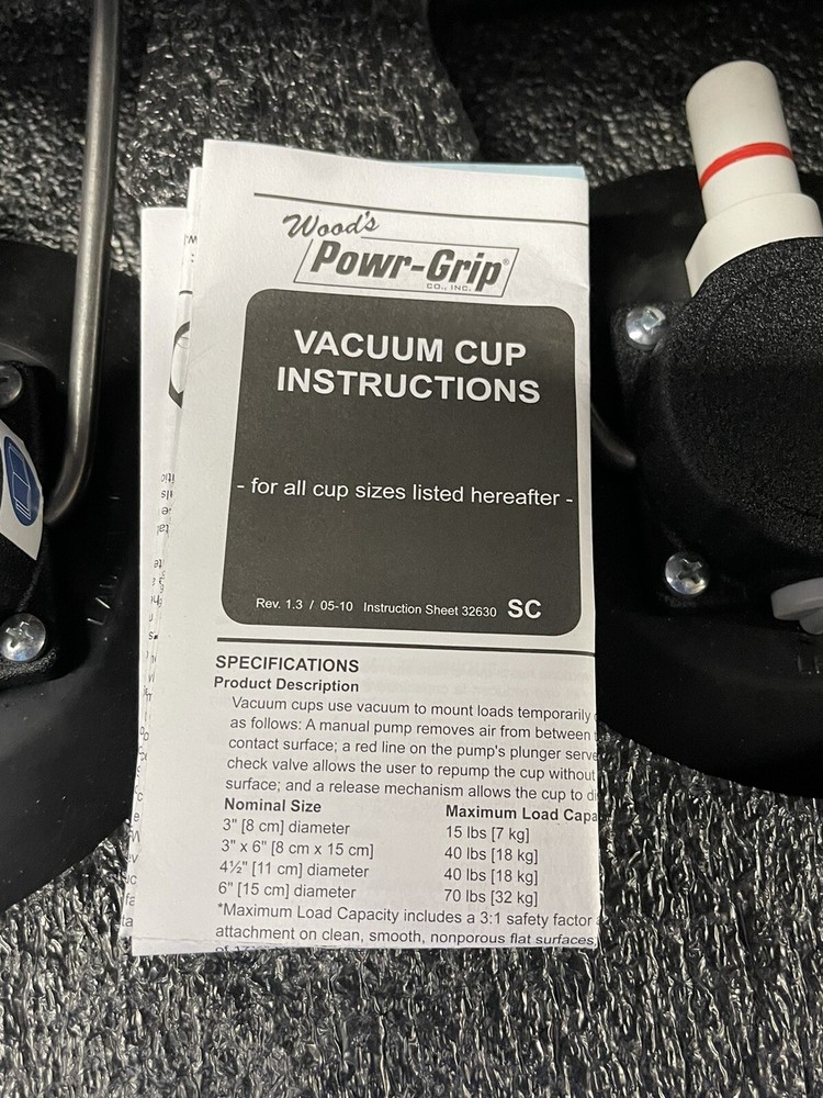 (2) Wood's Powr-Grip 6” Vacuum Cup ￼case