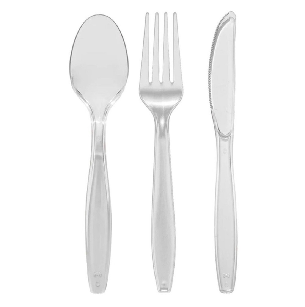 Reusable Tithe Clear Plastic Cutlery Set Catering & Camping Supply