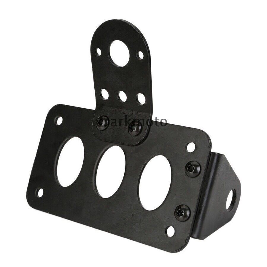 Black Flat Side Mount License Plate & Tail Light Bracket Set For Harley Bobber