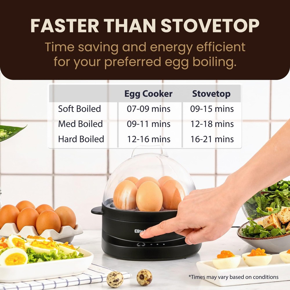 EGC587 EGGSYNC™ Voice Alerts Easy Egg Cooker, 7-Egg Capacity, Soft, Medium, H...