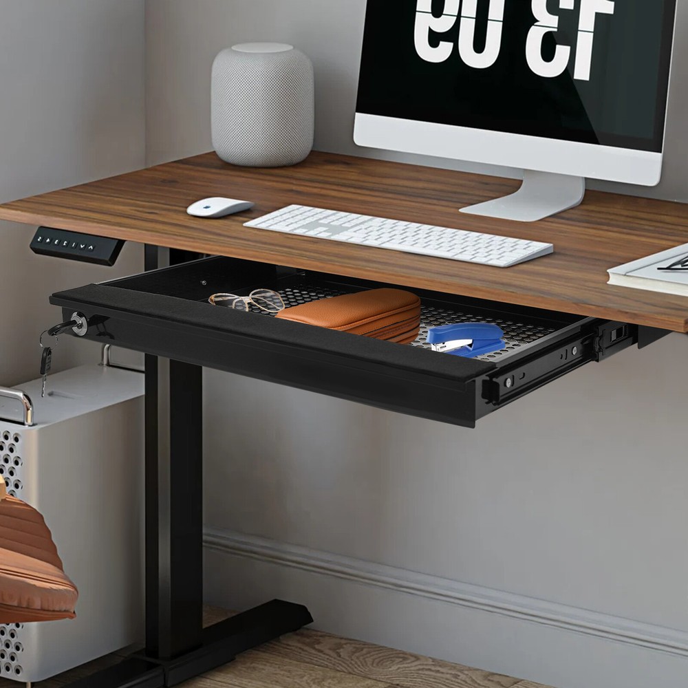 Slide Out Under Desk Keyboard Tray Pull Out Keyboard Drawer Shelf Vented Design