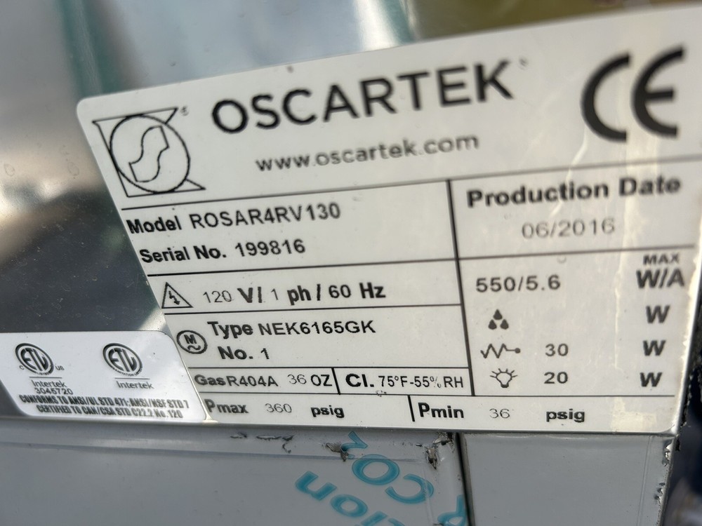 Oscartek Pastry Display Case Model ROSAR4RV130
