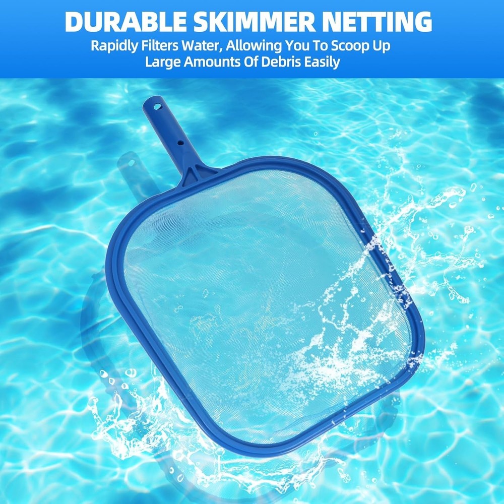 Large Pool Skimmer Net with Frame Fine Mesh Leaf Collector Telescopic Handle