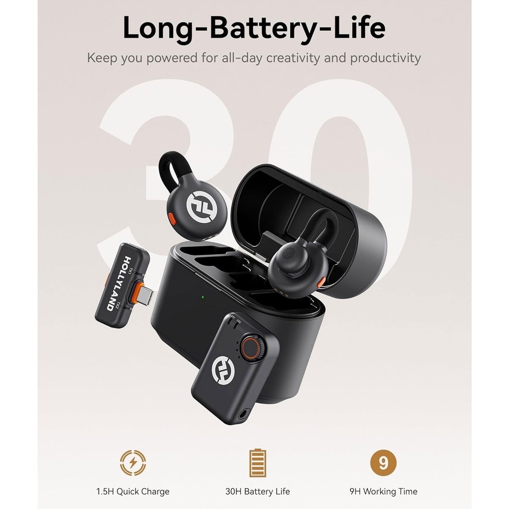 Hollyland LARK M2S Mini Combo Wireless Microphone System, Universal Video Bundle