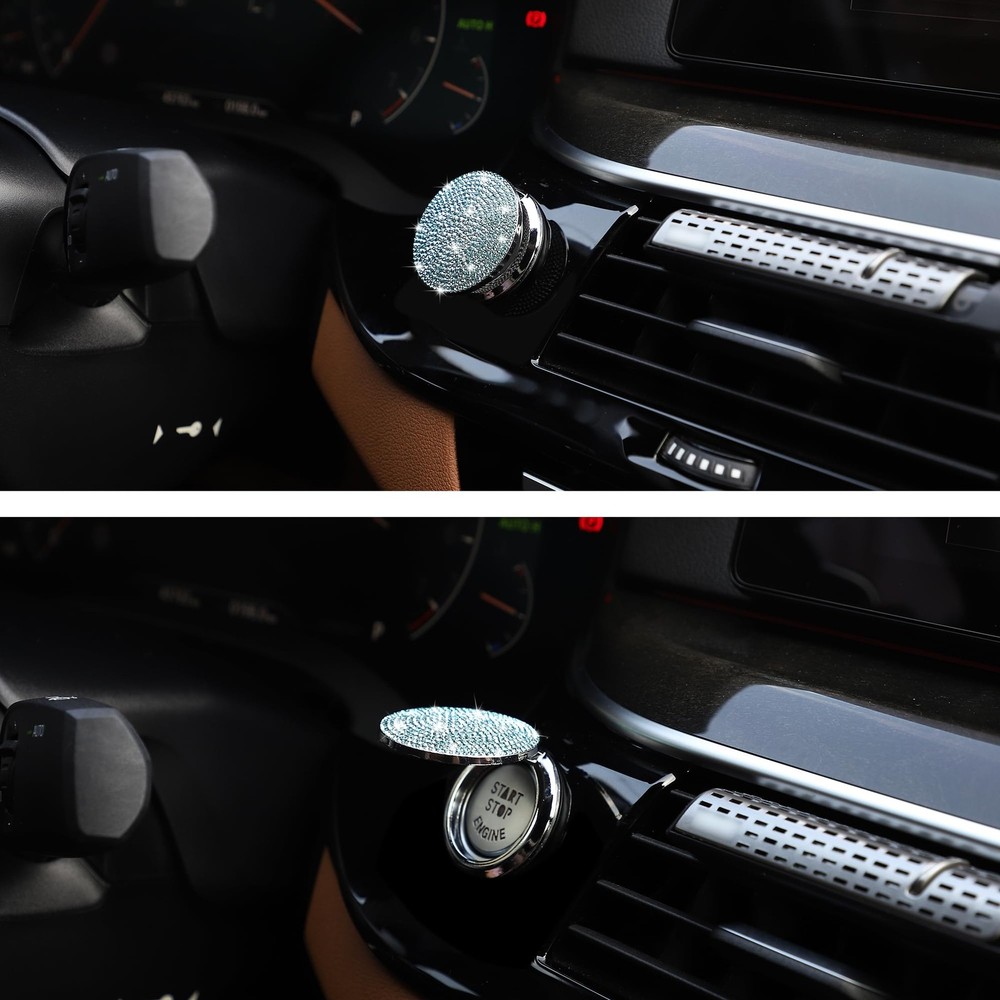 Car Engine Start Button Cover Diamond Crystal Push Start | Bling Accessory