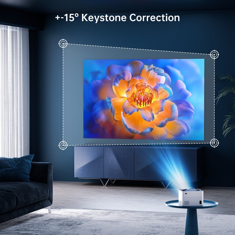 Native 1080P Smart Projector WiFi Bluetooth 4K Home Theater For Android iPhone