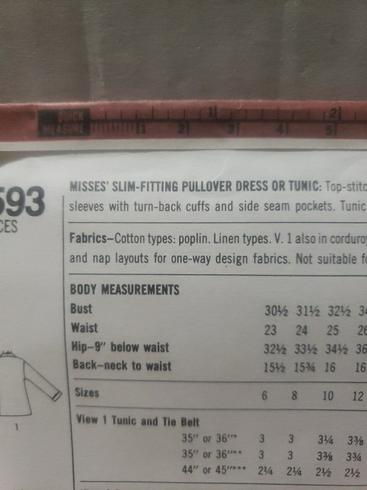 Simplicity Sewing Pattern 9593 Misses Slim Fitting Pullover Dress Sz 10 Uncut FF