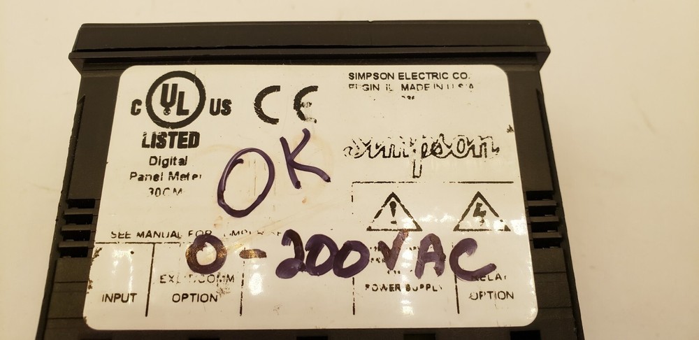 SIMPSON ELECTRIC 0-200VAC DIGITAL PANEL METER