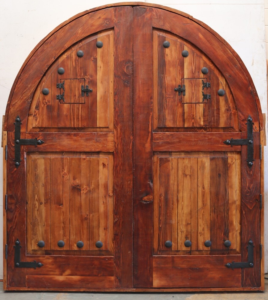 Rustic reclaimed solid lumber Double door wine room castle storybook w/ hardware