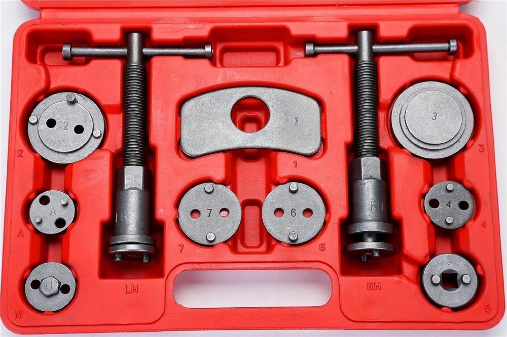 Set(27) Universal Disc Brake Caliper Piston Wind Rewind Tools case & gloves Kit