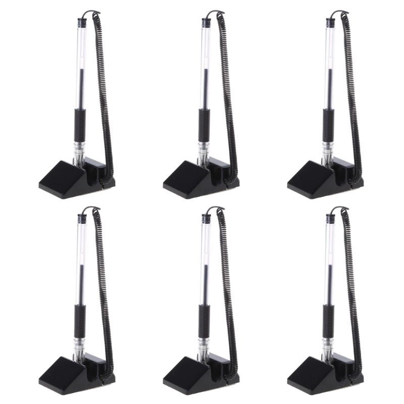 Black Security Pen 6pcs Secure Counter Pens with Adhesive Chain for Office Use