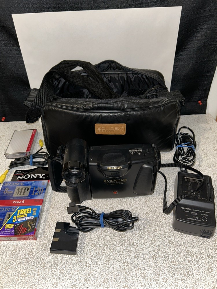 Sharp Liquid Crystal Video Camera Vl-E47 & Accessories