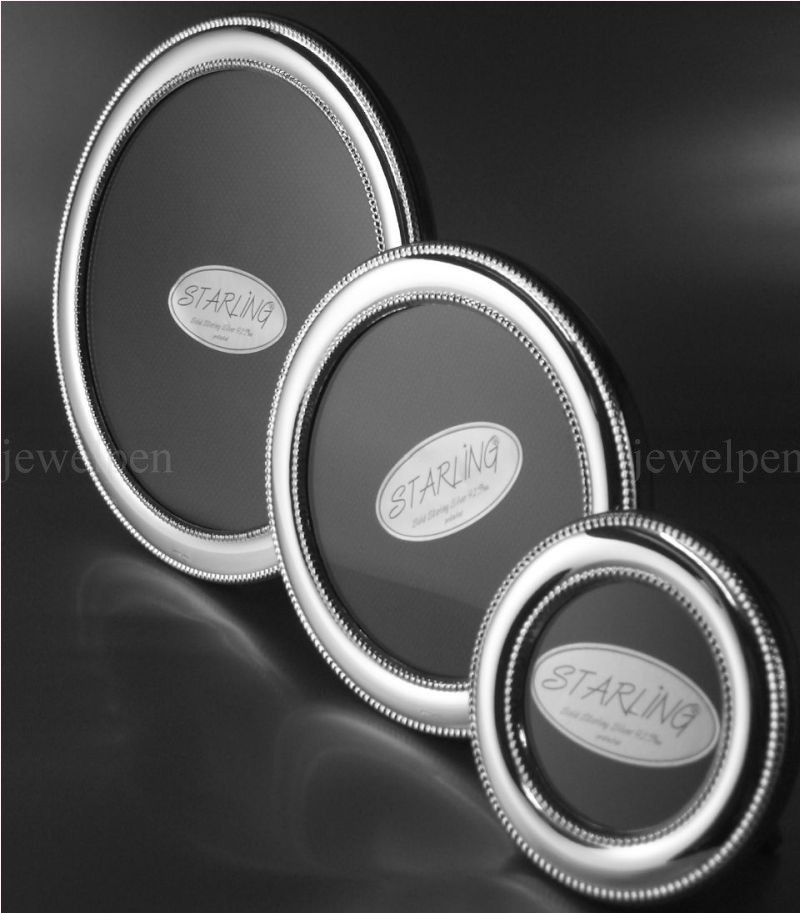 9X9 CM Classic Round Pearl Edge Photo Frame - Solid 925 Sterling Silver (V2)