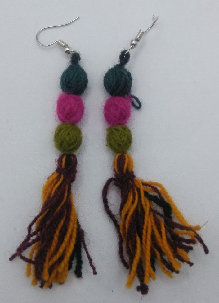 Women's Earrings Alpaca Wool Multicolor Handmade