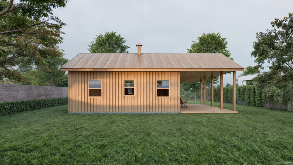 Generic 24x24 Tiny Home Cabin Design Plans - 2 Bedroom Drawings