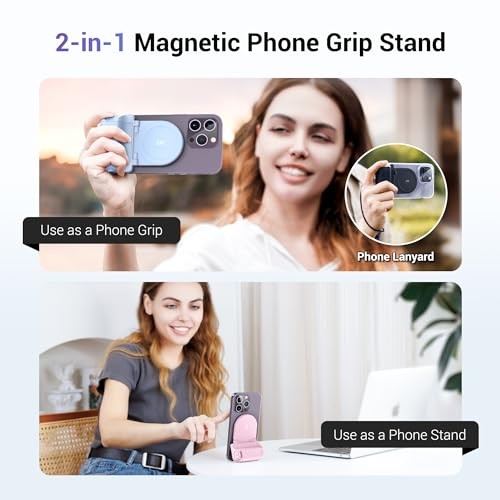 Magnetic Phone Camera Grip Handle with Wireless Shutter Remote, Magsafe White