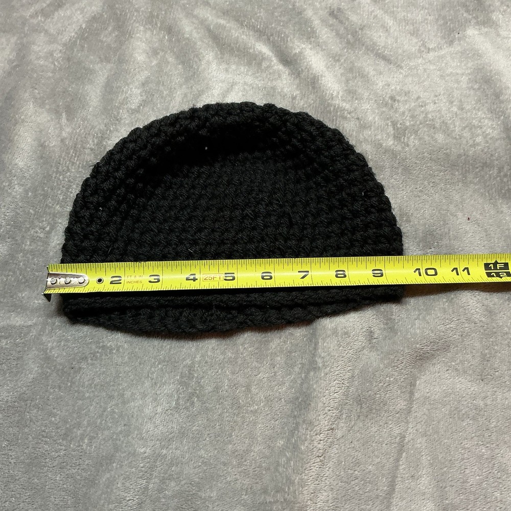 Handmade Knitted Black Kids Beanie