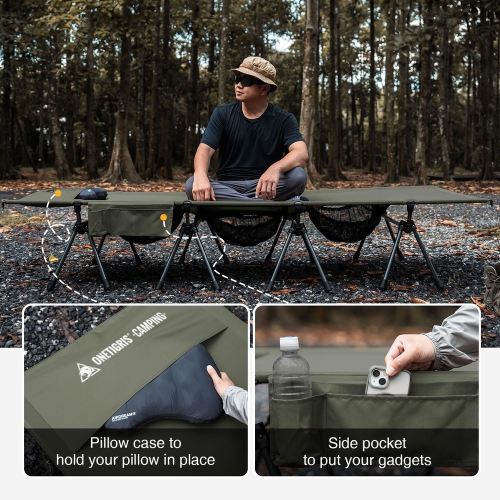 SUPRATIROS Extra Large Camping Cot, Height Adjustable Oversized Sleeping Cot ...