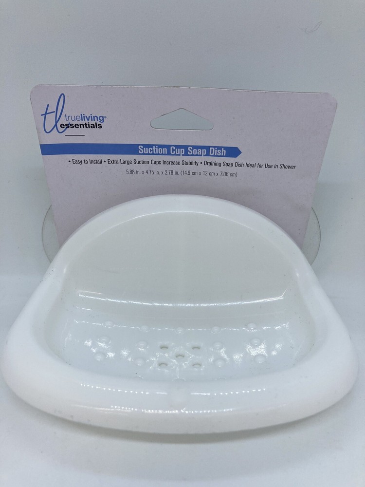 True Living Essentials Suction Cup Soap Dish White