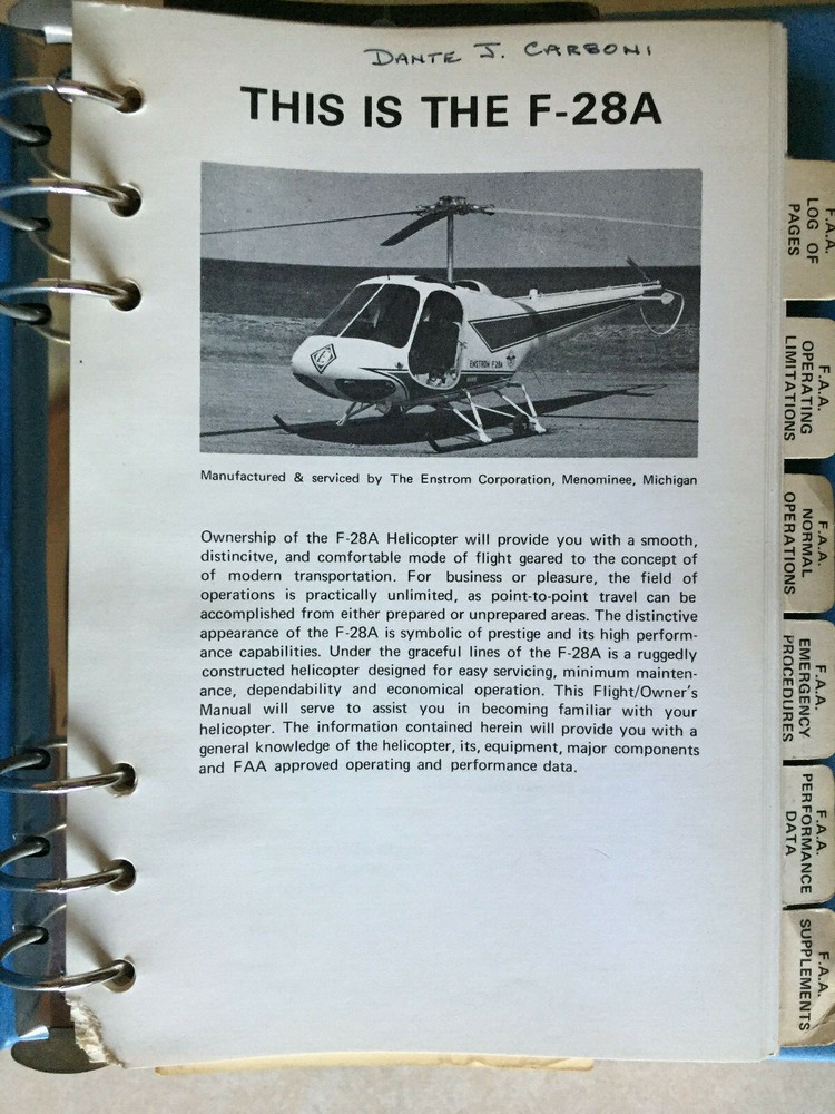 F-28A Helicopter Flight Manual