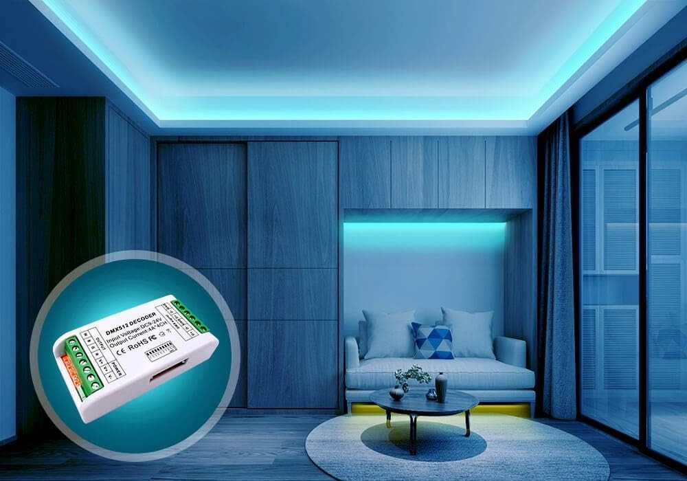 Mini 4 Channel DMX Decoder - RGBW LED Strip Controller for Custom Lighting