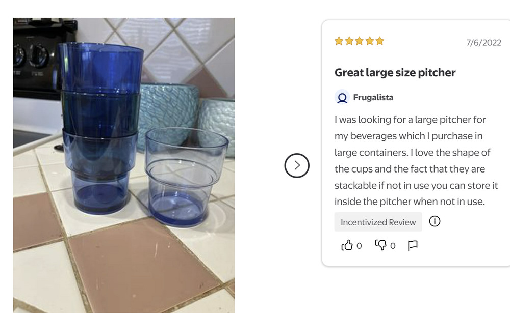 3-Quart Blue Acrylic Pitcher with 14-Ounce Stackable Tumbler Set