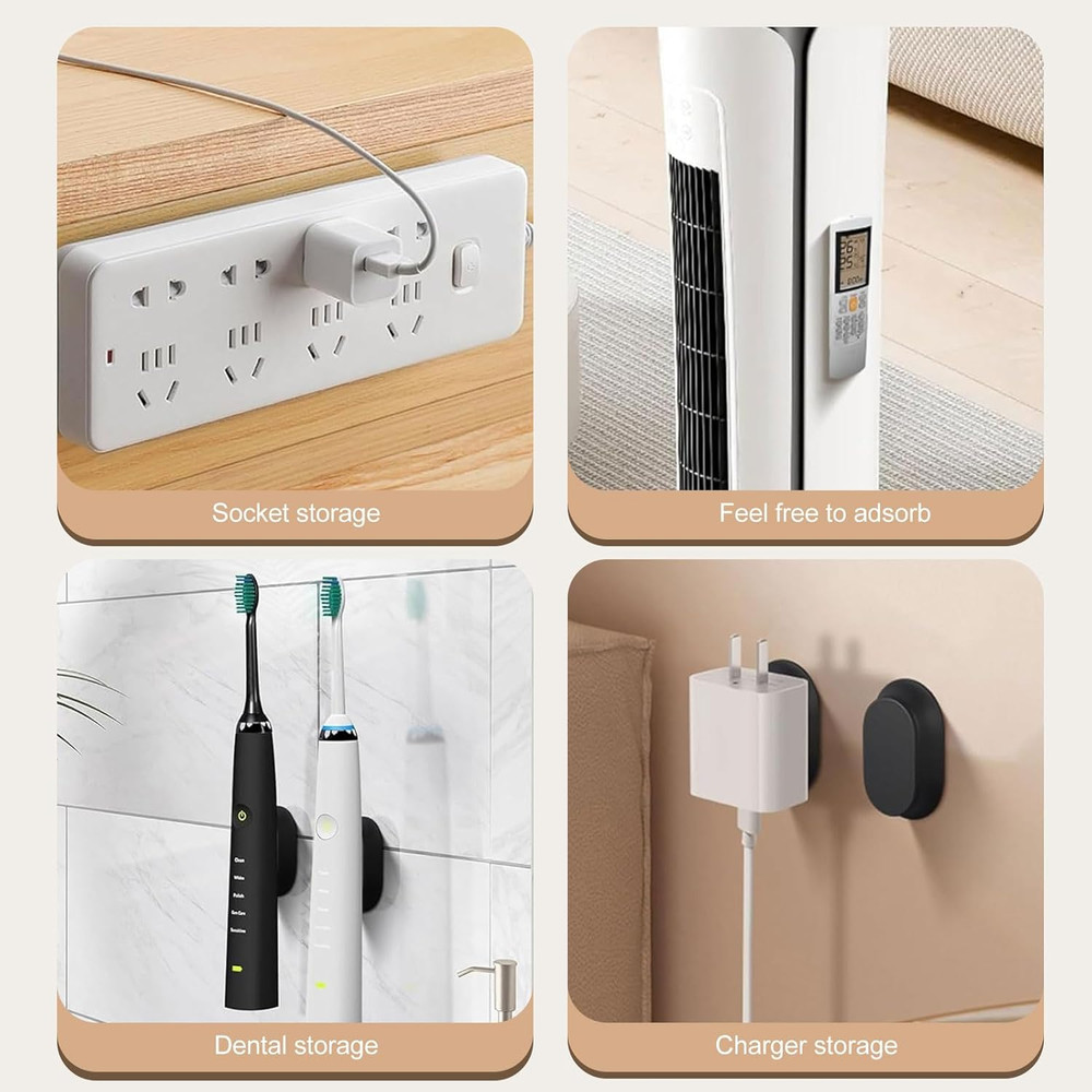 Magnetic Remote Control Holder Wall Mount, 4 Pack Silicone Organizer, Black