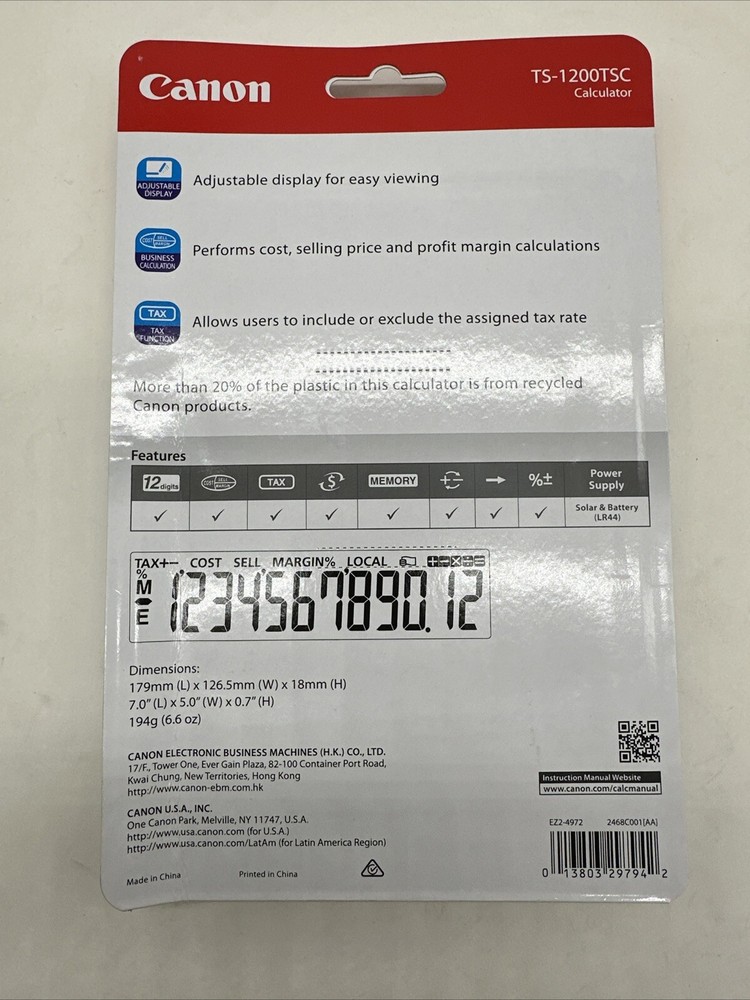 Canon TS-1200TSC 12-Digit Desktop Calculator