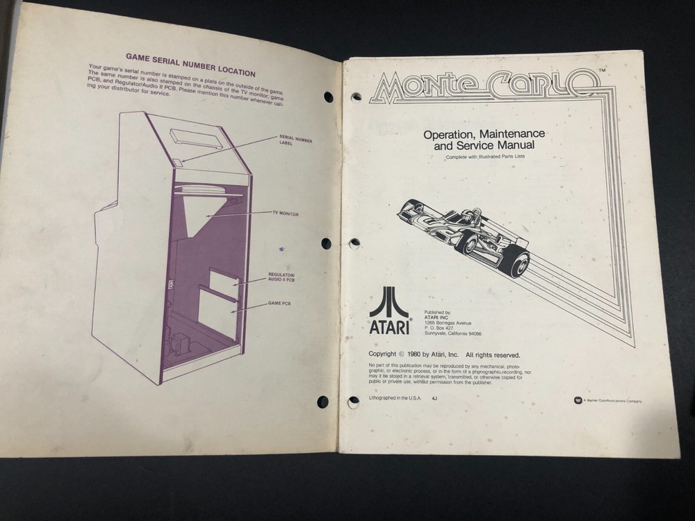 Atari Monte Carlo Arcade Operation Manual