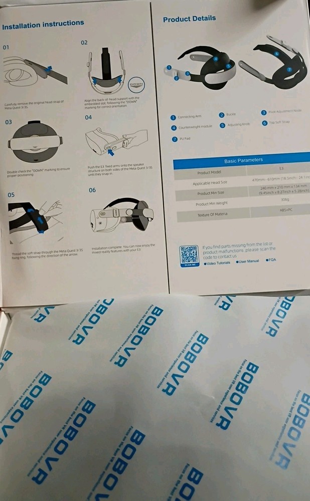 New BoboVR E3 Head Strap Brand - Open Box