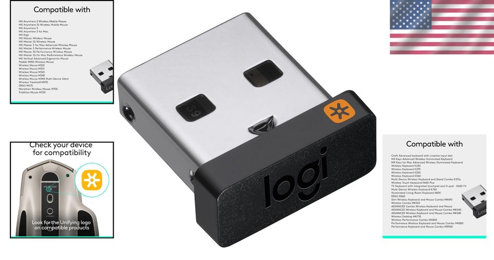 Compact USB Unifying Receiver - Perfect for Gaming and Business with 33ft Range