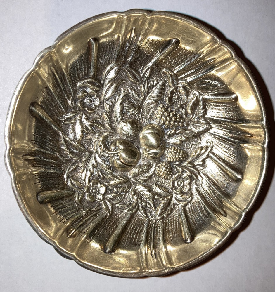 Antique S Kirk And Son Sterling Silver Repousse Nut Footed Dish 43