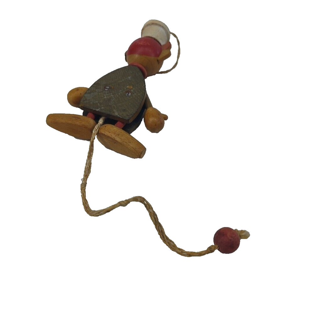 Vintage 1963 Gregor Creations Chef Wooden Pull String Toy