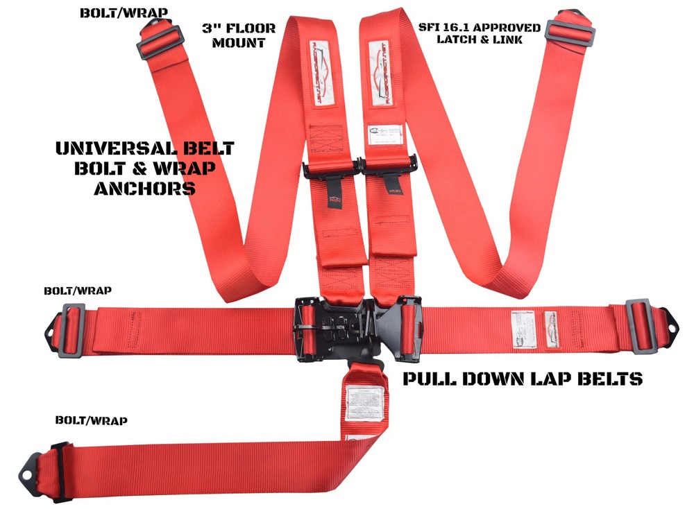 SFI 16.1 FLOOR MOUNT UNIVERSAL RACING HARNESS LATCH & LINK BOLT BLACK HARDWARE