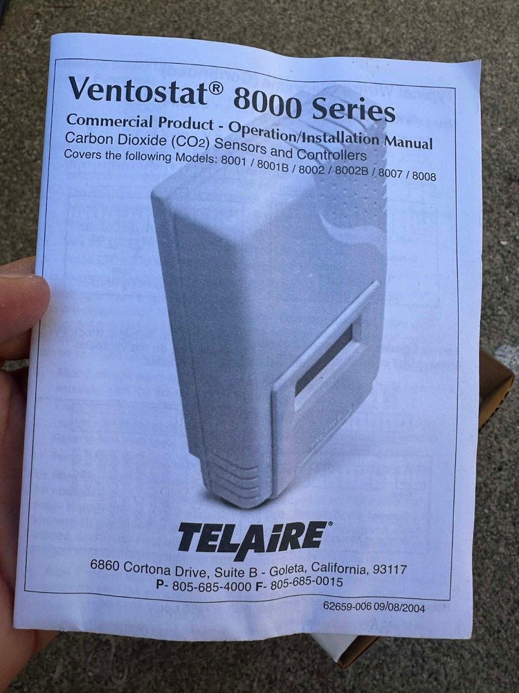 NEW IN BOX TELAIRE VENTOSTAT 8001 CO2 VENTILATION CONTROLLER - 49 AVAILABLE